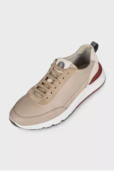 Men's leather sneakers with a red heel