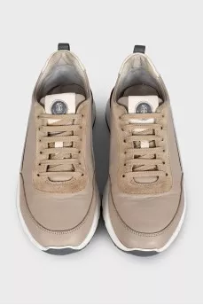 Men's leather sneakers with a red heel