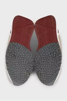 Men's leather sneakers with a red heel