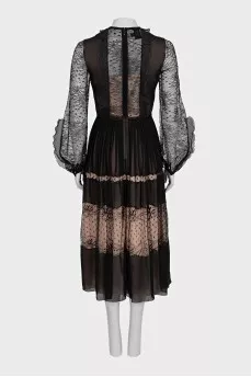 Black maxi dress with long translucent sleeves