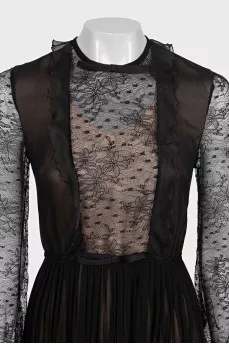 Black maxi dress with long translucent sleeves