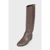 High brown brand logo boots