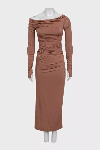 Long sleeve fitted dress with draped detailing