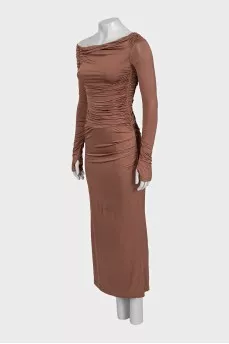 Long sleeve fitted dress with draped detailing