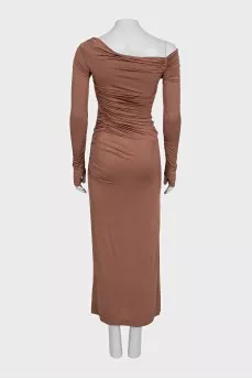 Long sleeve fitted dress with draped detailing