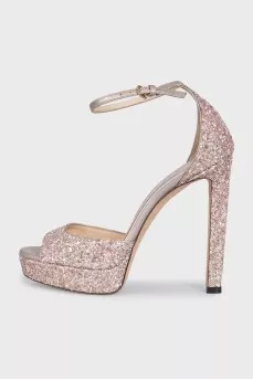 Sparkly pink heeled sandals