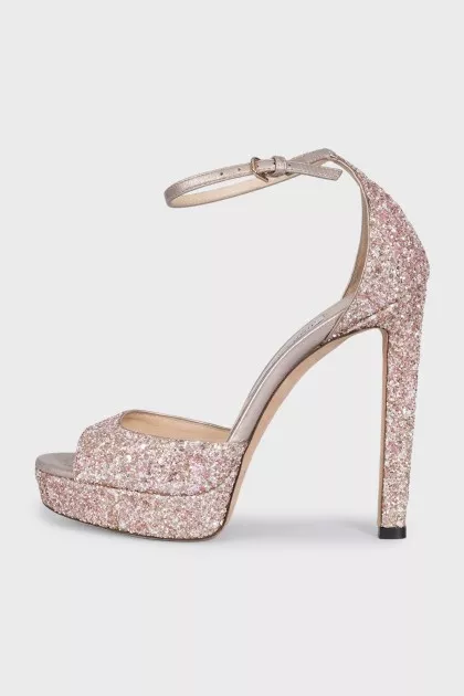 Sparkly pink heeled sandals