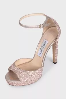 Sparkly pink heeled sandals