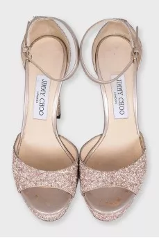 Sparkly pink heeled sandals