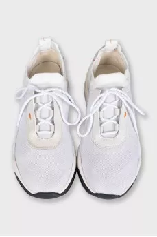 Textile sneakers with leather elements