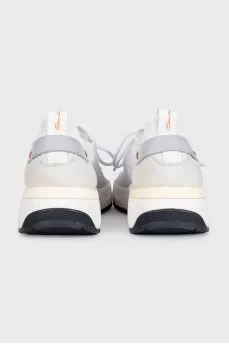 Textile sneakers with leather elements