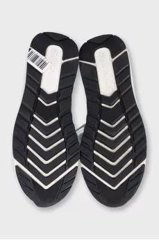 Textile sneakers with leather elements