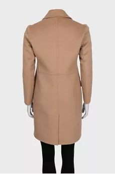 Beige double-breasted straight-cut coat
