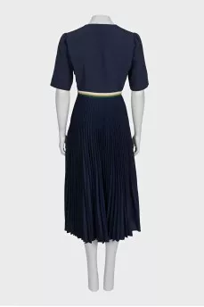 Blue dress with pleated hem