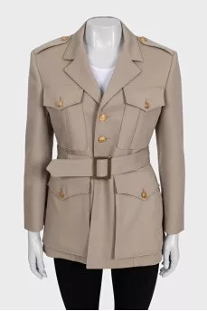 Wool jacket with patch pockets