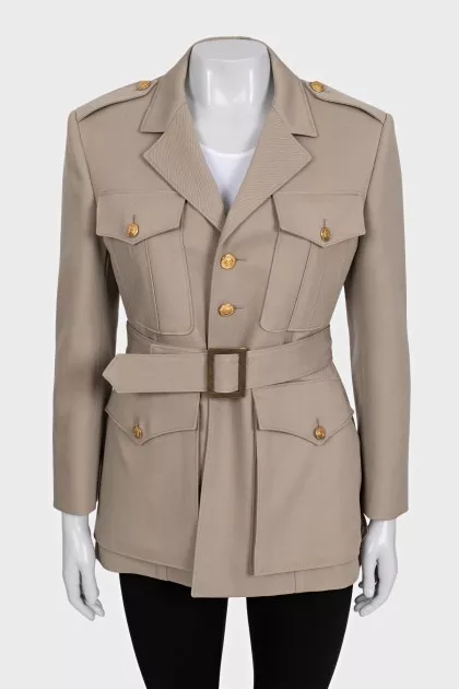Wool jacket with patch pockets