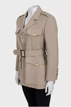 Wool jacket with patch pockets