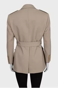 Wool jacket with patch pockets
