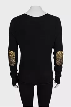 Black wool and cashmere pullover
