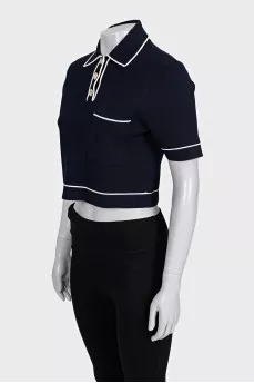 Dark blue straight-cut top