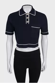 Dark blue straight-cut top
