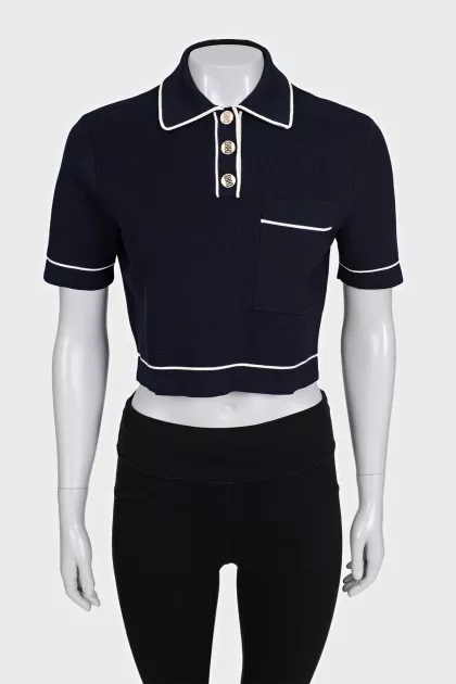 Dark blue straight-cut top