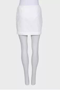 White straight-cut mini skirt with a zipper