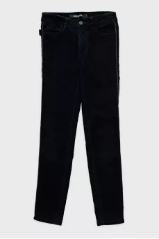 Tapered-fit corduroy trousers in black
