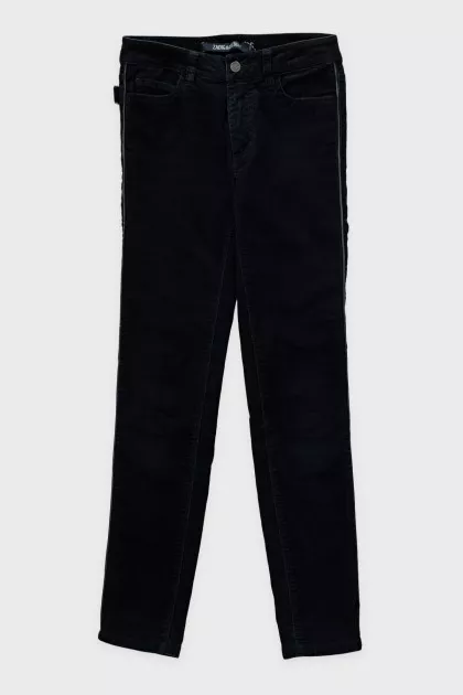 Tapered-fit corduroy trousers in black
