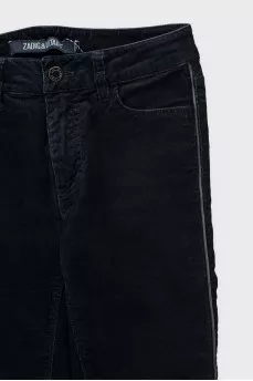 Tapered-fit corduroy trousers in black