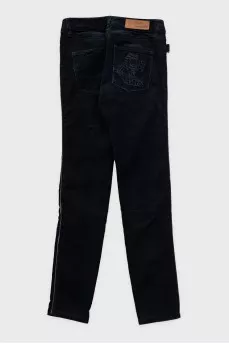 Tapered-fit corduroy trousers in black