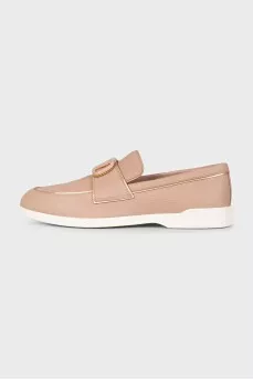 Leather loafers with accent logo