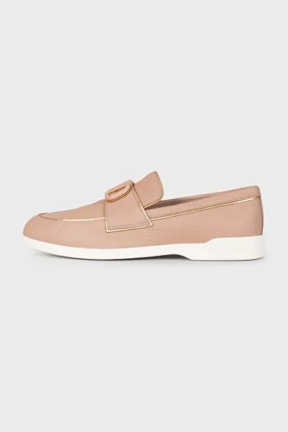 Leather loafers with accent logo