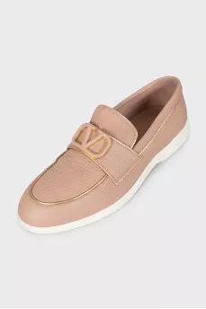 Leather loafers with accent logo