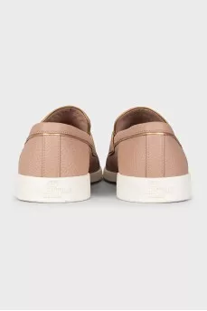 Leather loafers with accent logo