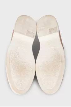 Leather loafers with accent logo