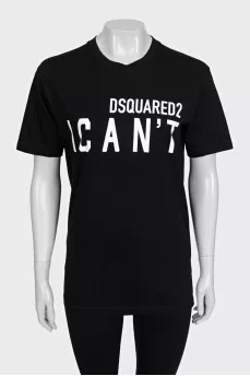 Black T-shirt with contrasting lettering
