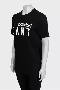 Black T-shirt with contrasting lettering