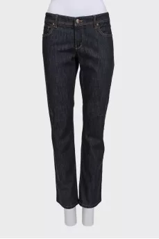 Dark blue low-rise straight leg jeans