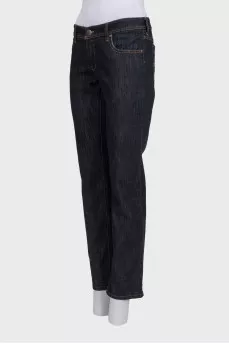 Dark blue low-rise straight leg jeans