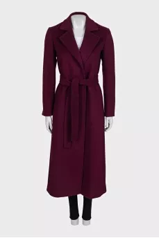 Purple wool wrap coat