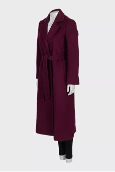 Purple wool wrap coat
