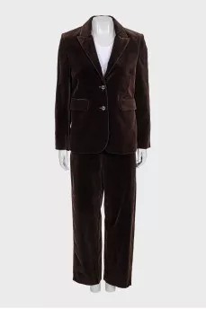 Velvet jacket and trousers suit with tag