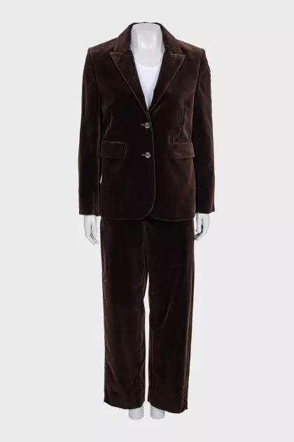 Velvet jacket and trousers suit with tag