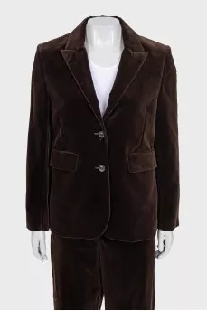 Velvet jacket and trousers suit with tag