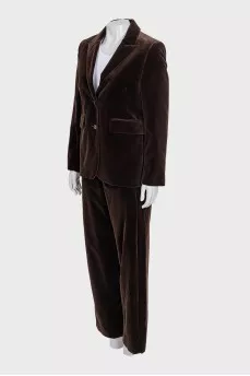 Velvet jacket and trousers suit with tag