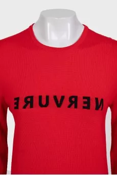 Red wool jumper with print