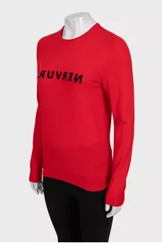 Red wool jumper with print