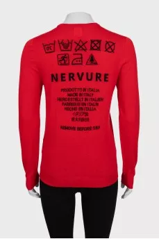 Red wool jumper with print