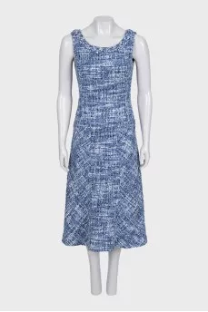 Blue tweed sleeveless dress